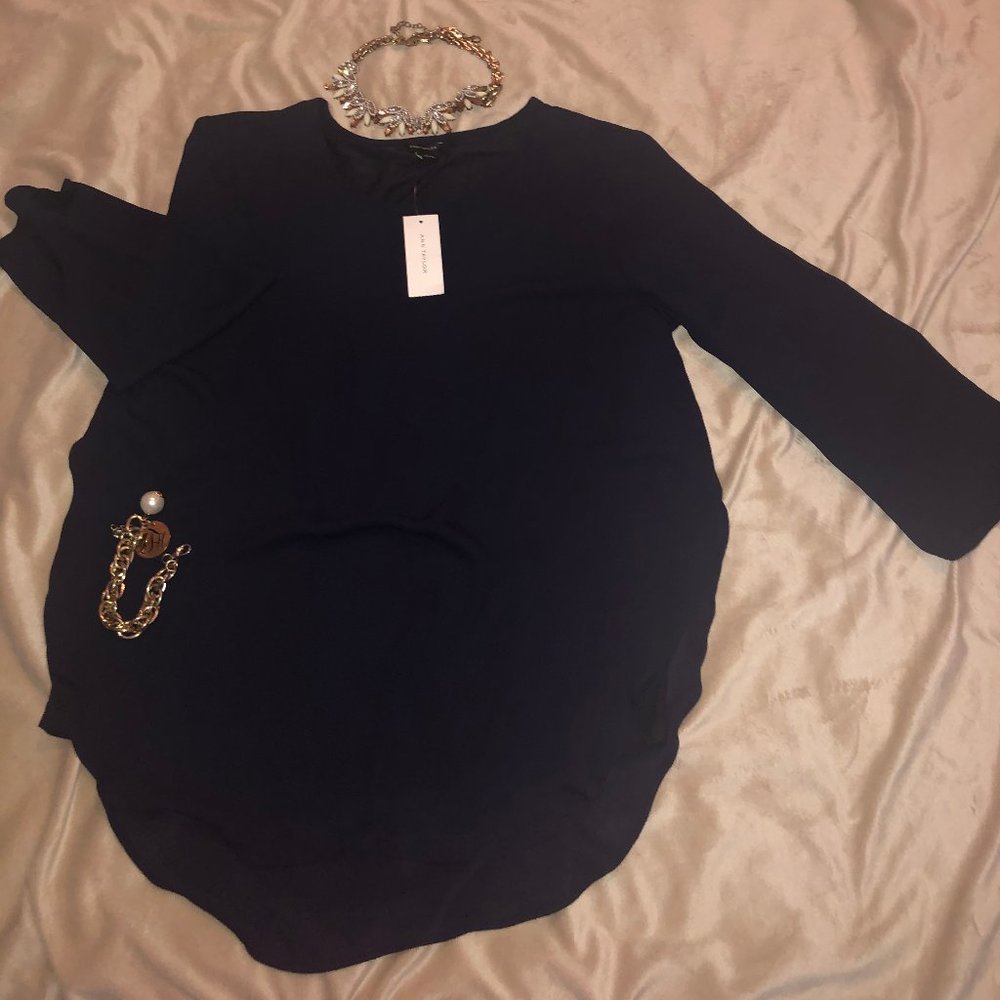 Ann Taylor Navy Blue Blouse.
